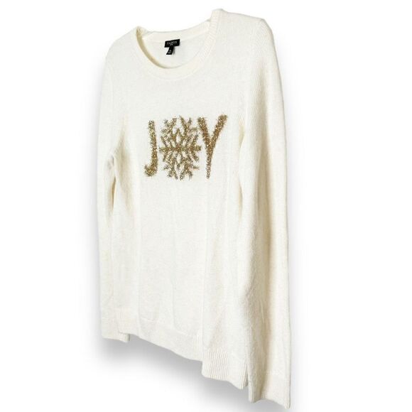Talbots Wool Blend Snowflake JOY Gold Print Super Soft Sweater Women’s - Size MP - Picture 3 of 9